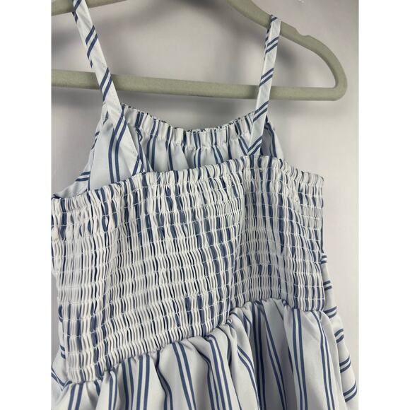 Habitual Girls Striped Bow Front Romper, Blue White, Polyester, Summer Tie Waist - Picture 8 of 14